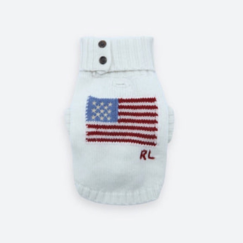 Polo by Ralph Lauren Blue Dog Sweater with Flag Design